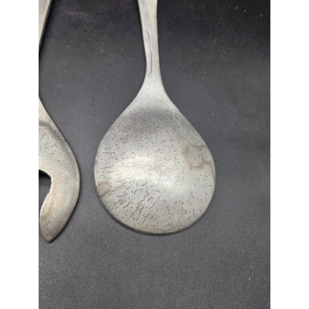 Albuhi Cast Aluminum Ceramic Salad Tossing Serving Set Fork Spoon Made in Mexico